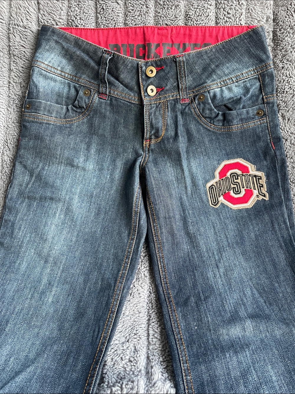Ohio State Women's Blue Denim Jeans with Red Trim